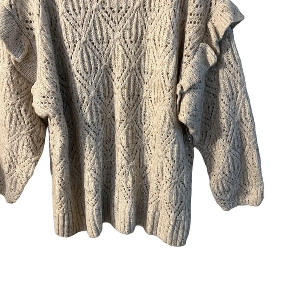 Old Navy Ruffle-Trim Pointelle-Knit Sweater Plus Size 3X Cream Oatmeal 742590 - Picture 6 of 12
